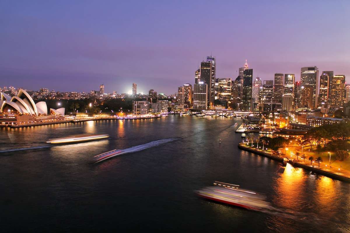 Hamnen och operahuset i Sidney, Australien.